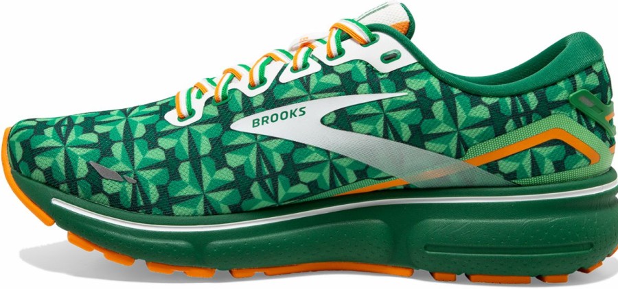 Footwear * | Brooks Women'S Ghost 15 "Run Lucky" (371 Green/White/Orange)