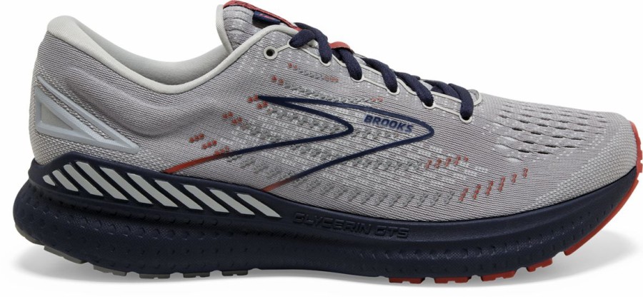 Footwear * | Brooks Men'S Glycerin Gts 19 (002 Grey/Alloy/Peacoat)