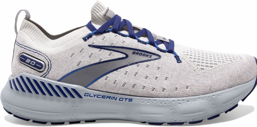 Footwear * | Brooks Men'S Glycerin Stealthfit Gts 20 (081 Oyster/Alloy/Blue Depths)