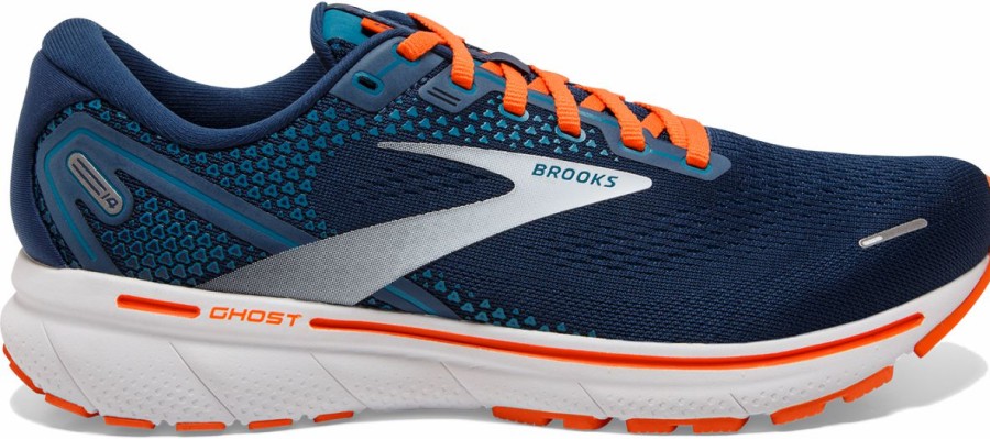 Footwear * | Brooks Men'S Ghost 14 (488 Titan/Teal/Flame)