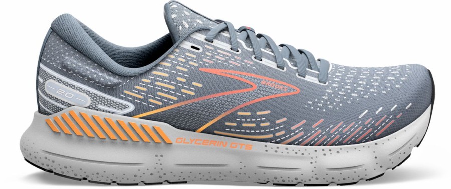 Footwear * | Brooks Men'S Glycerin Gts 20 (034 Grey/Chili Oil/Orange)