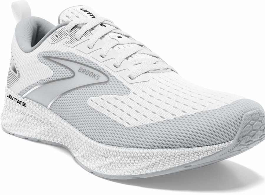 Footwear * | Brooks Men'S Levitate 6 (126 Bright White/Oyster Mushroom)