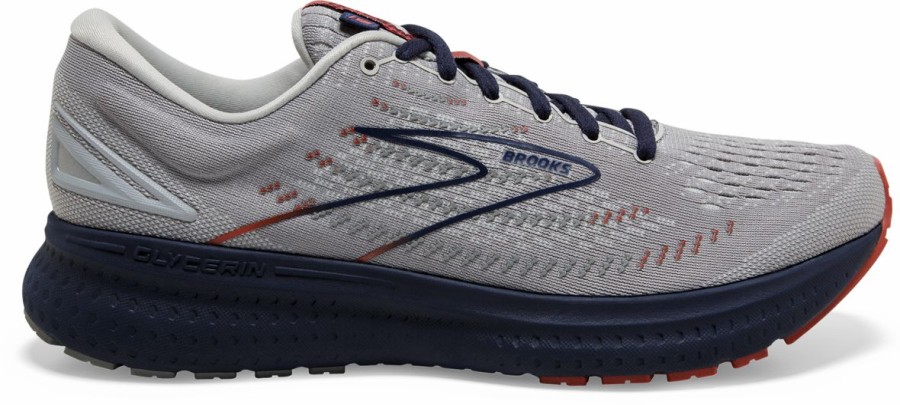 Footwear * | Brooks Men'S Glycerin 19 (002 Grey/Alloy/Peacoat)