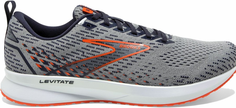 Footwear * | Brooks Men'S Levitate 5 (034 Grey/Peacoat/Flame)