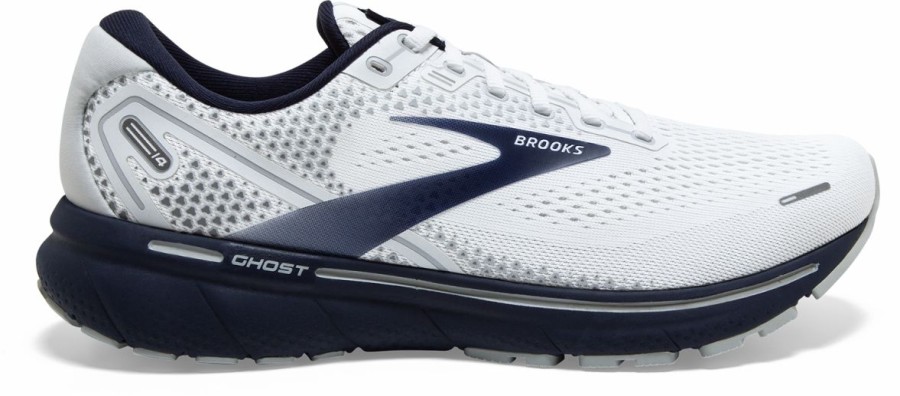 Footwear * | Brooks Men'S Ghost 14 (190 White/Grey/Navy)