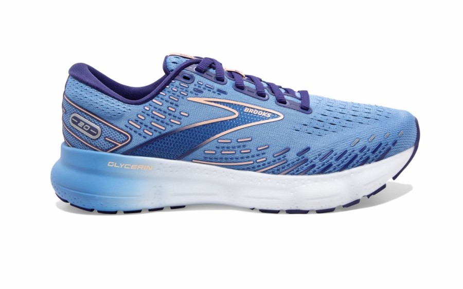 Footwear * | Brooks Women'S Glycerin 20 (478 Blissful Blue/Peach/White)