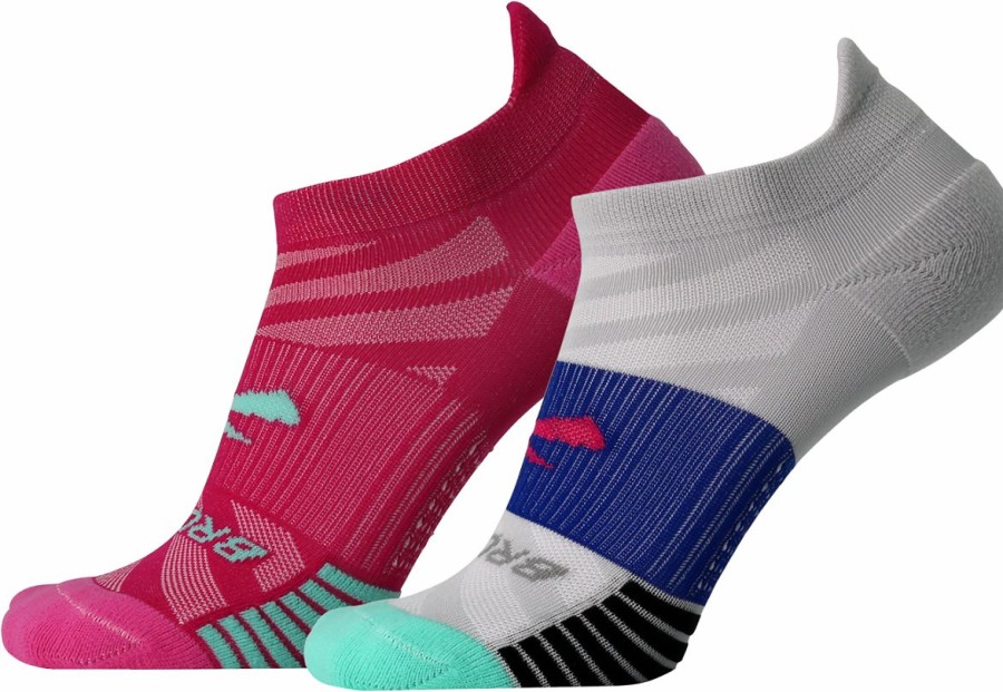 Socks * | Brooks Ghost Lite No Show Sock 2-Pack (612 Pink/Salt & Light Grey/Salt)