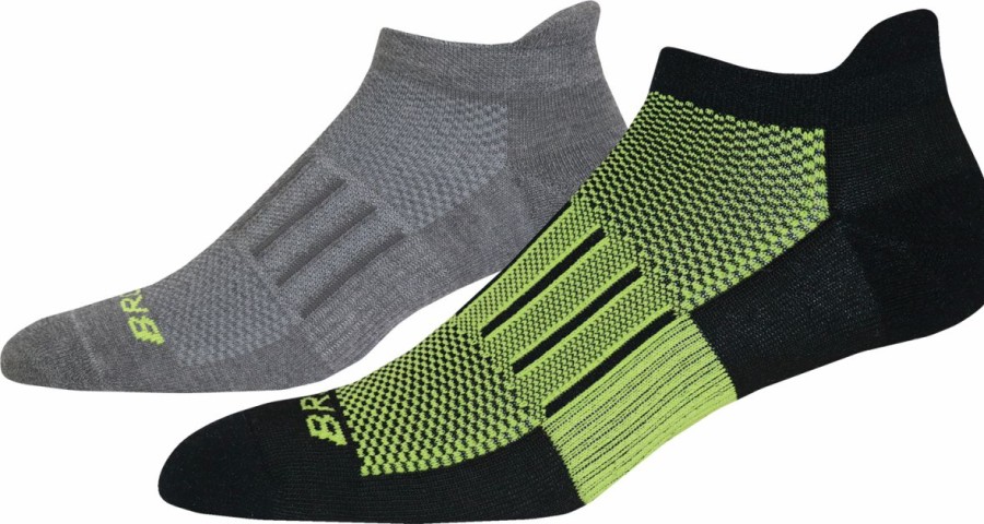 Socks * | Brooks Ghost Midweight 2-Pack (080 Asphalt/Fluoro Lime)