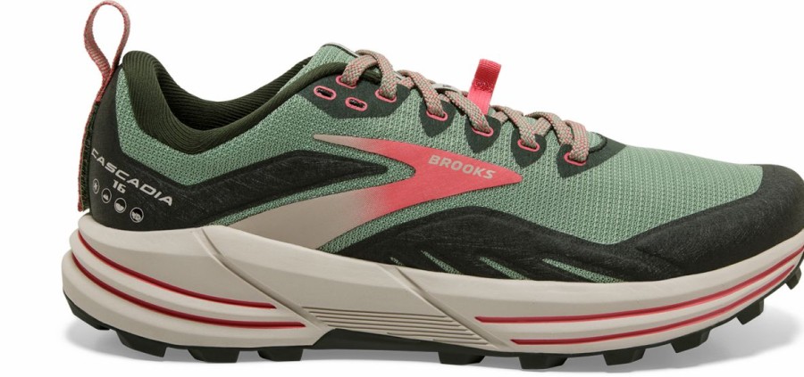 Footwear * | Brooks Women'S Cascadia 16 (394 Basil/Duffel Bag/Coral)